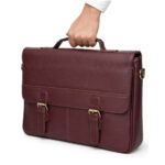 Burgundy Office Satchel – Premium Leather Laptop Bag - Image 9