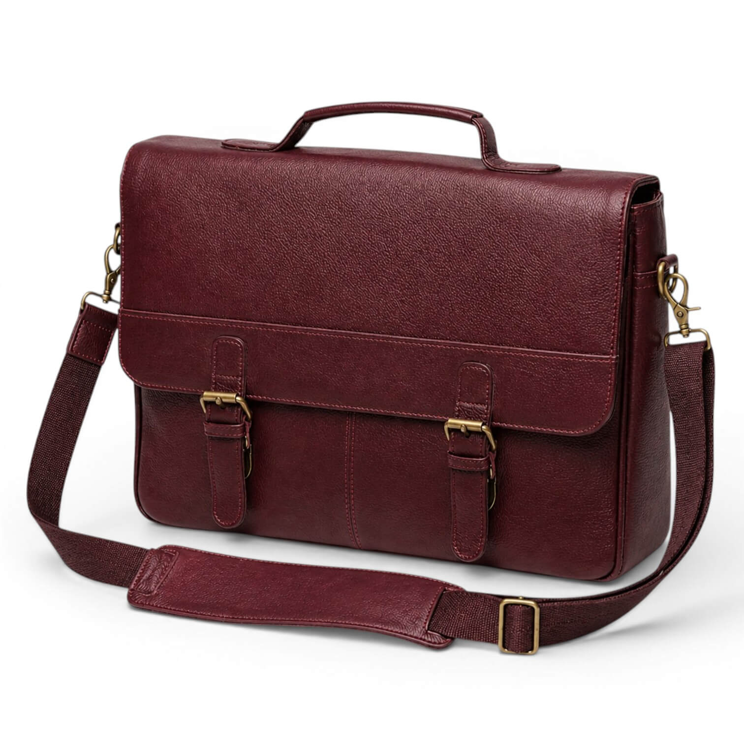 Burgundy Office Satchel Leather Laptop Bag | Supply Junction