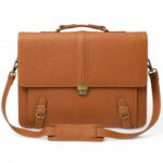 Cognac Work Satchel – Premium Leather Laptop Bag - Image 2