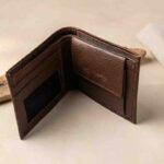 Men’s Textured Leather Coin Wallet with ID Window (Classic Brown) - Image 6