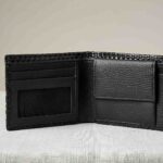 Men’s Woven Textured Leather Coin Wallet (Classic Black) - Image 2