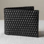 Men’s Woven Textured Leather Coin Wallet (Classic Black) - Image 4