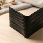 Men’s Woven Textured Leather Coin Wallet (Classic Black) - Image 6
