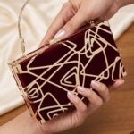 Burgundy Abstract Clutch - Image 8