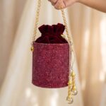 Burgundy Cylinder Potli Clutch - Image 5