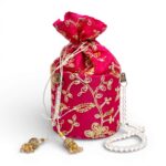 Fuchsia Embroidered Potli